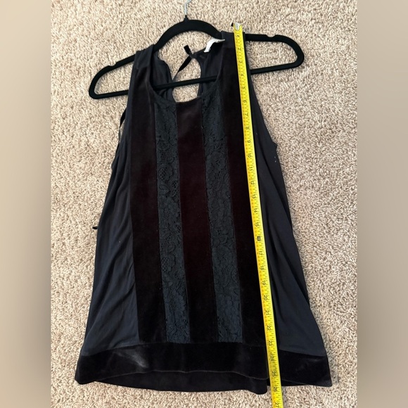 Loft | Black Lace Velvet Tie Back Top | Size XS - Picture 6 of 6